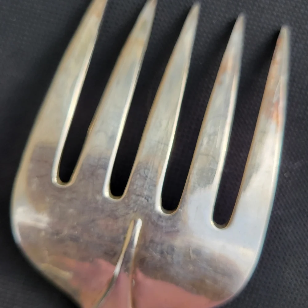 Vintage Sheffield England EPNS A1 Silverplated Large Serving Fork 5-tine Unique!